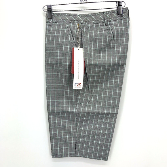 Cutter‎ Buck Golf Shorts DryTech Mint Plaid Size 2 Quick Dry Walk Pickleball NWT - Picture 3 of 12